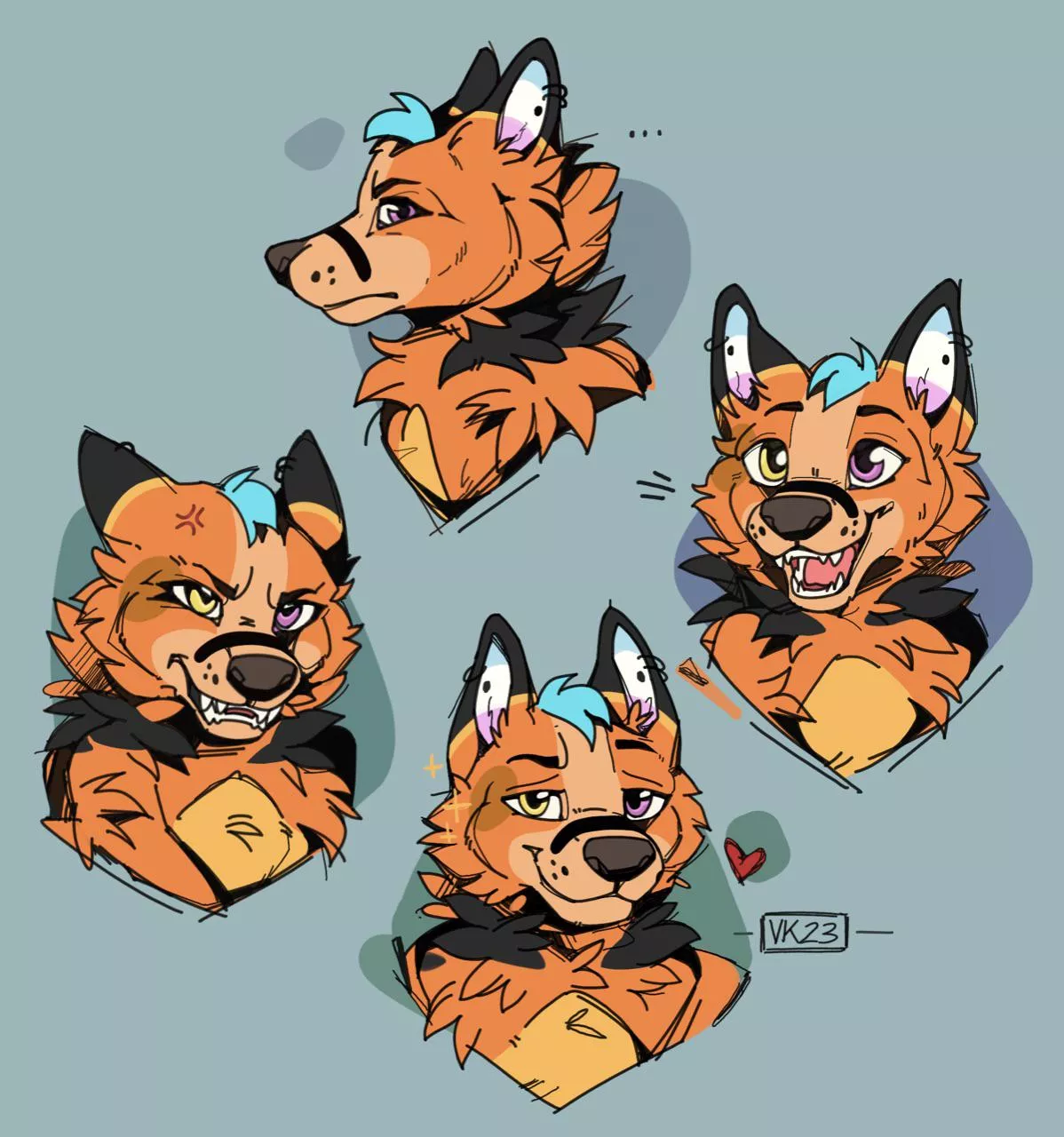 CHECK IT!! Amazing expression sheet done by @/valeriakarasu on insta! My boi looks amazing!! posted by FennickFoxx