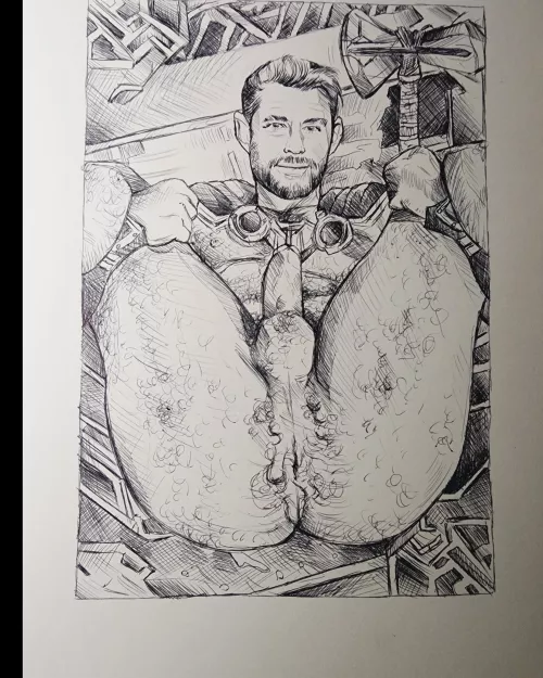 Does this count as Bara? Done in pen by me @BoothGriegs by GayNSFWErosTarotArt