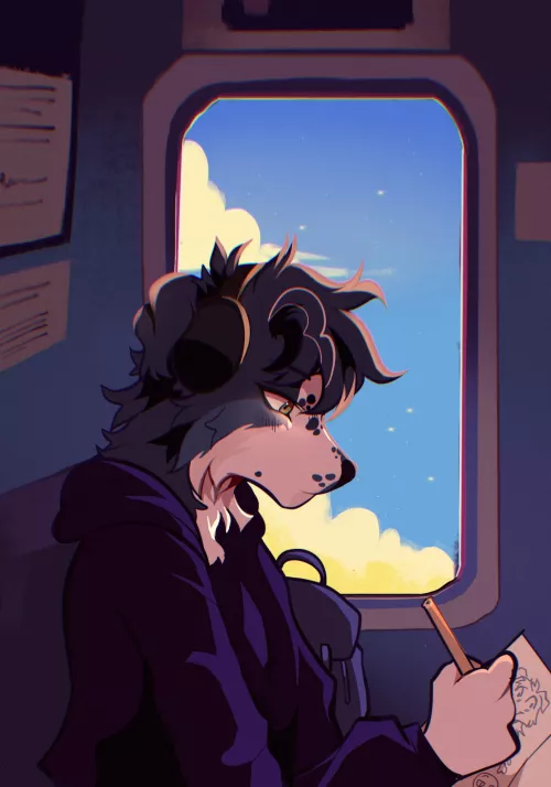 Drawing on the way home (art by me) by soureggu