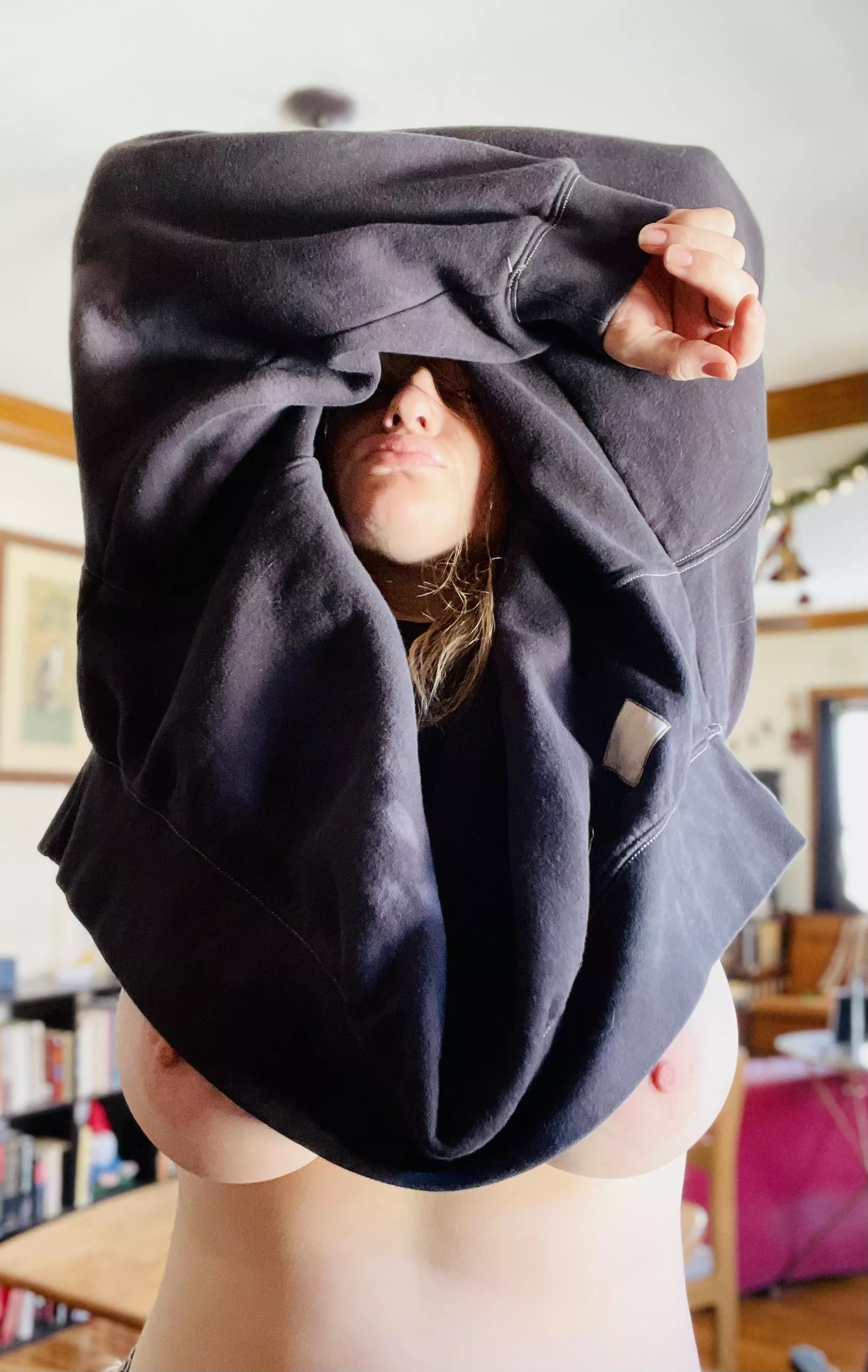 I love wearing no bra with this sweater. Do you like? posted by MidwestMaple