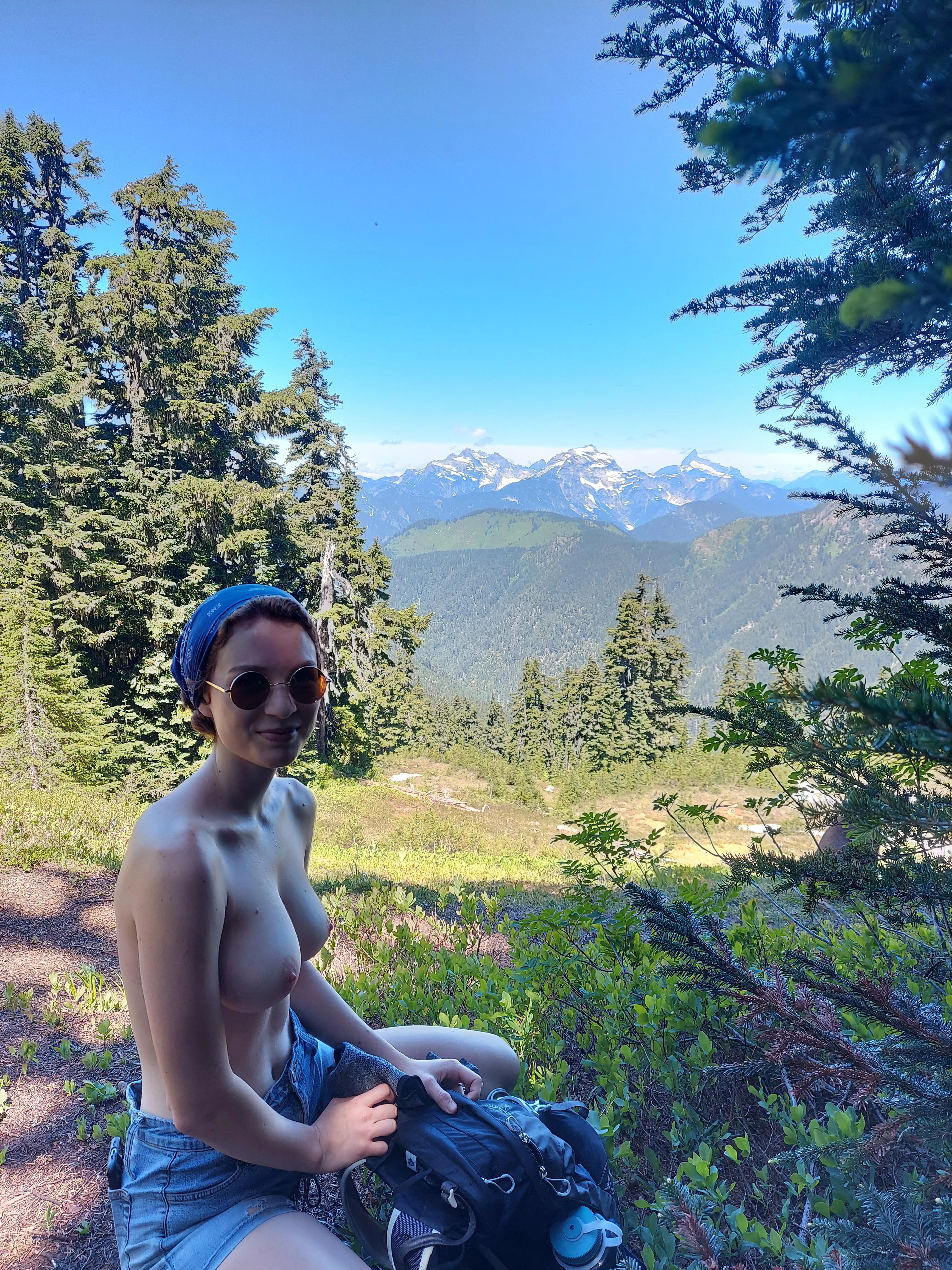 If it was up to me I'd never hike with a top on 😊💙 posted by outdoorcouples