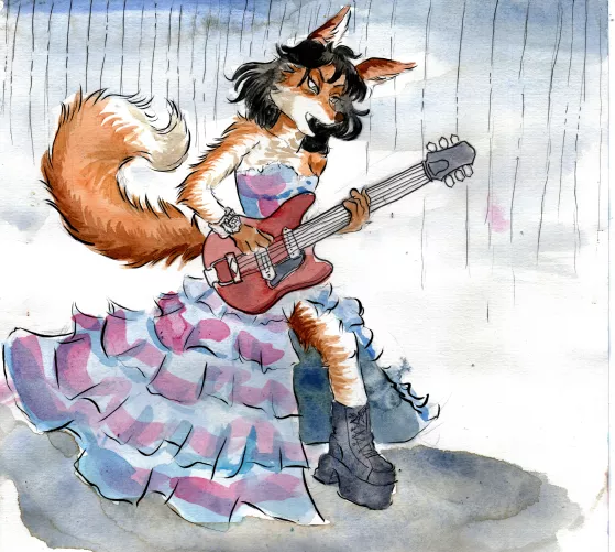 [OC] Rock 'n' fox by vauseart_
