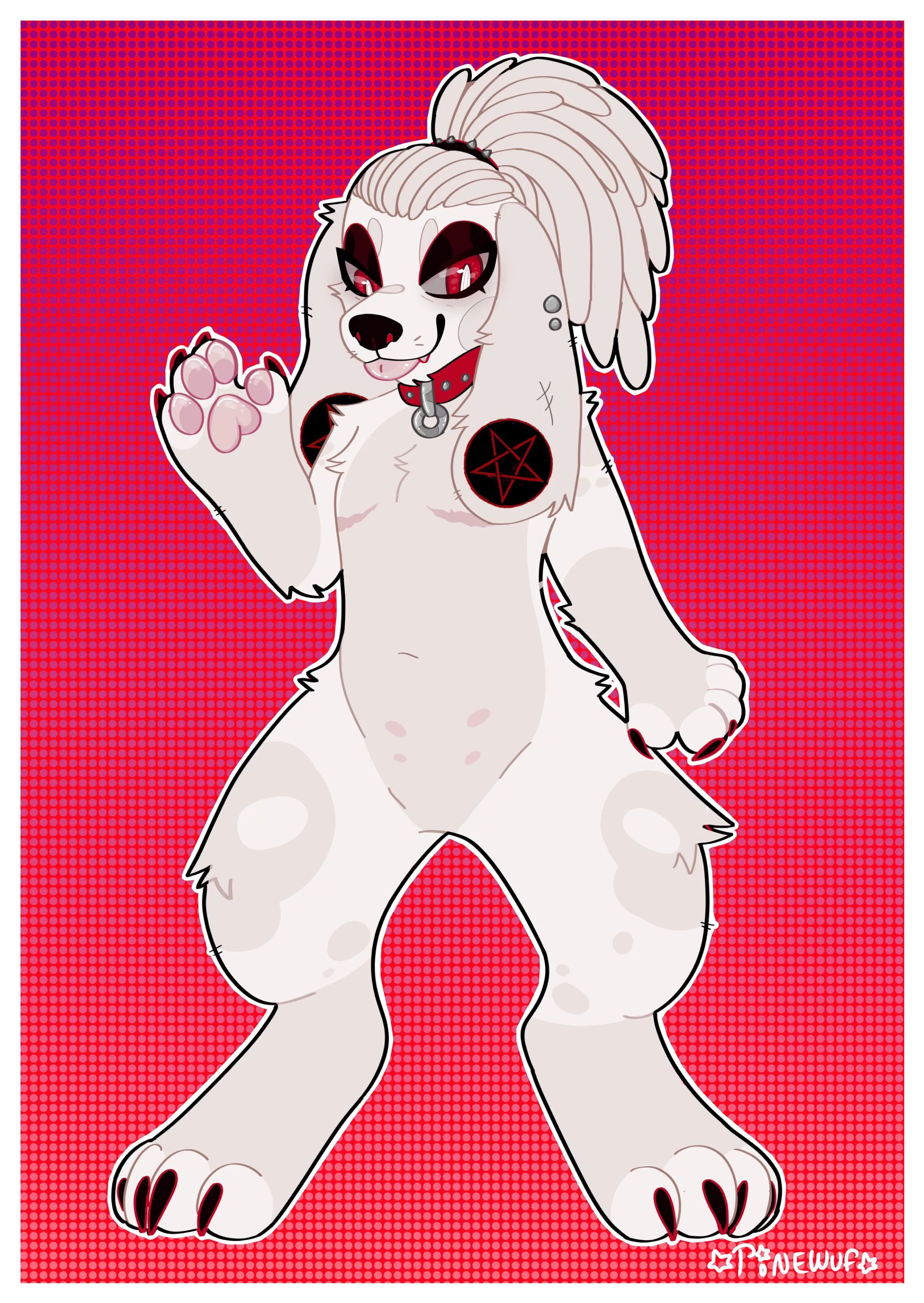 Punk woof 🖤 (art & design by me) posted by PineWuf