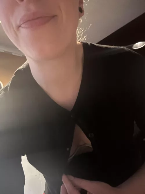 I didn’t notice my sweater had two buttons undone until my coworker pointed it out. I’m assuming this was the view my tables had while I was putting down food and drinks for them lol by -perky_peaches-