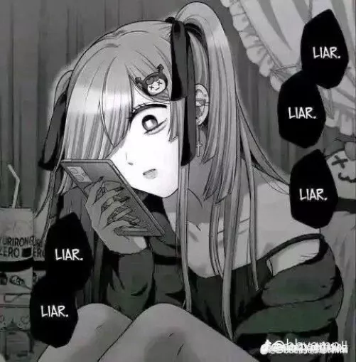 Lf mono source: “Liar” 1girl, SFW, twintails, phone, Yandere by Justaguybeingadood