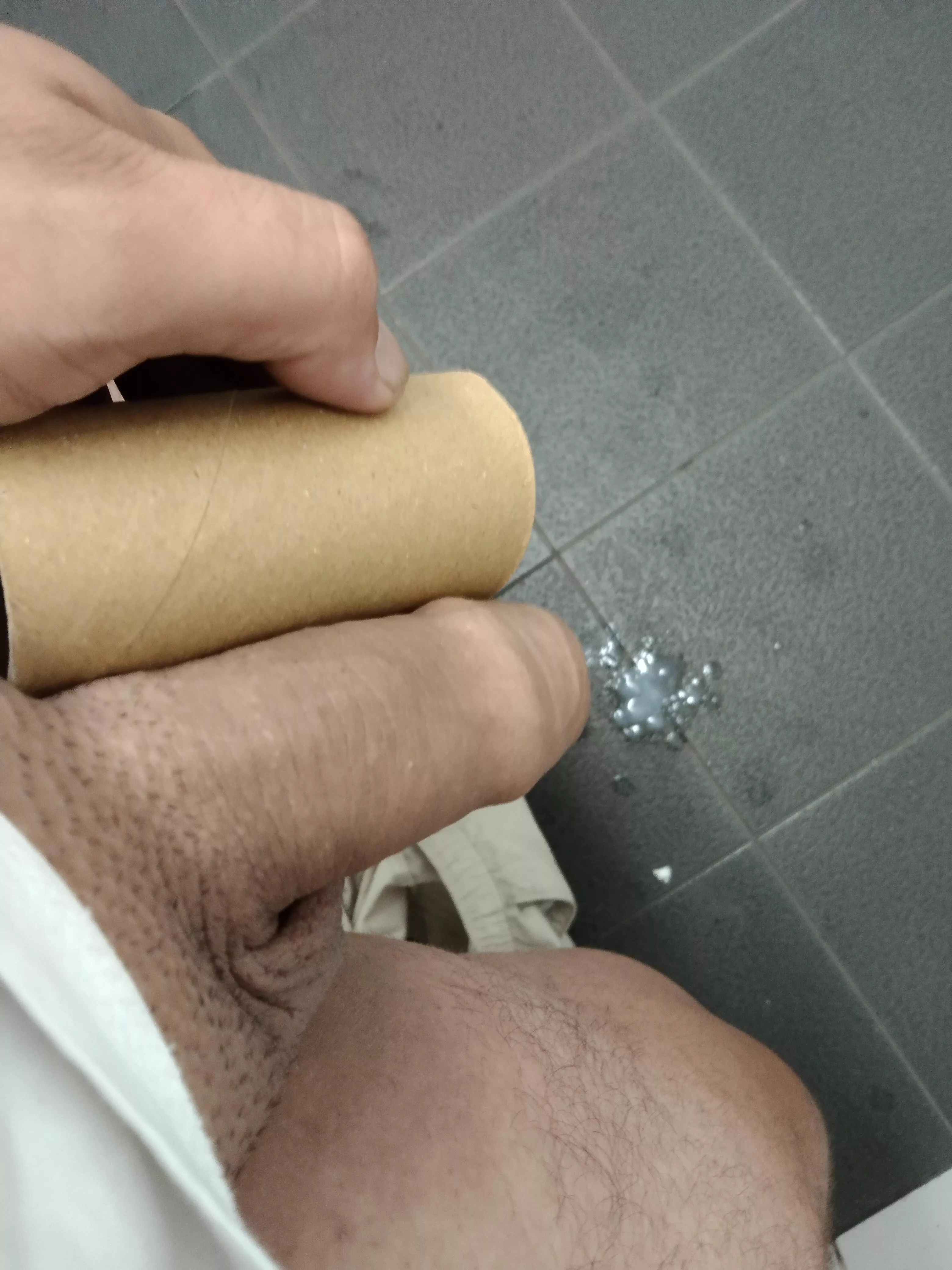 Cum just leaked out while doing a cock compare with a buddy posted by Stonedteddybear420