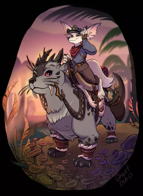 Just finished another vulpera explorer! :3 I love drawing these otter mounts so much <3 (commission) by Bhismum