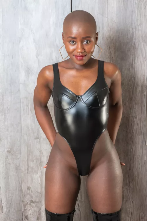 Skin tight PU bodysuit by baldgirl_shaza