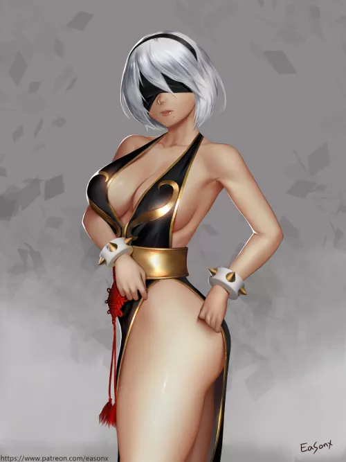 2B shows her lovely thigh (easonx) by SoManyCookies