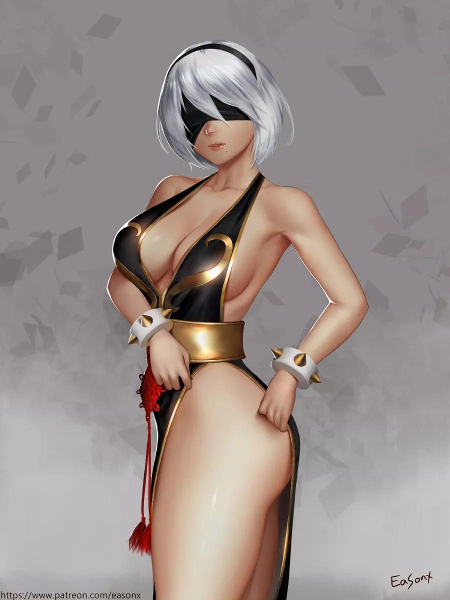 2B shows her lovely thigh (easonx) posted by SoManyCookies