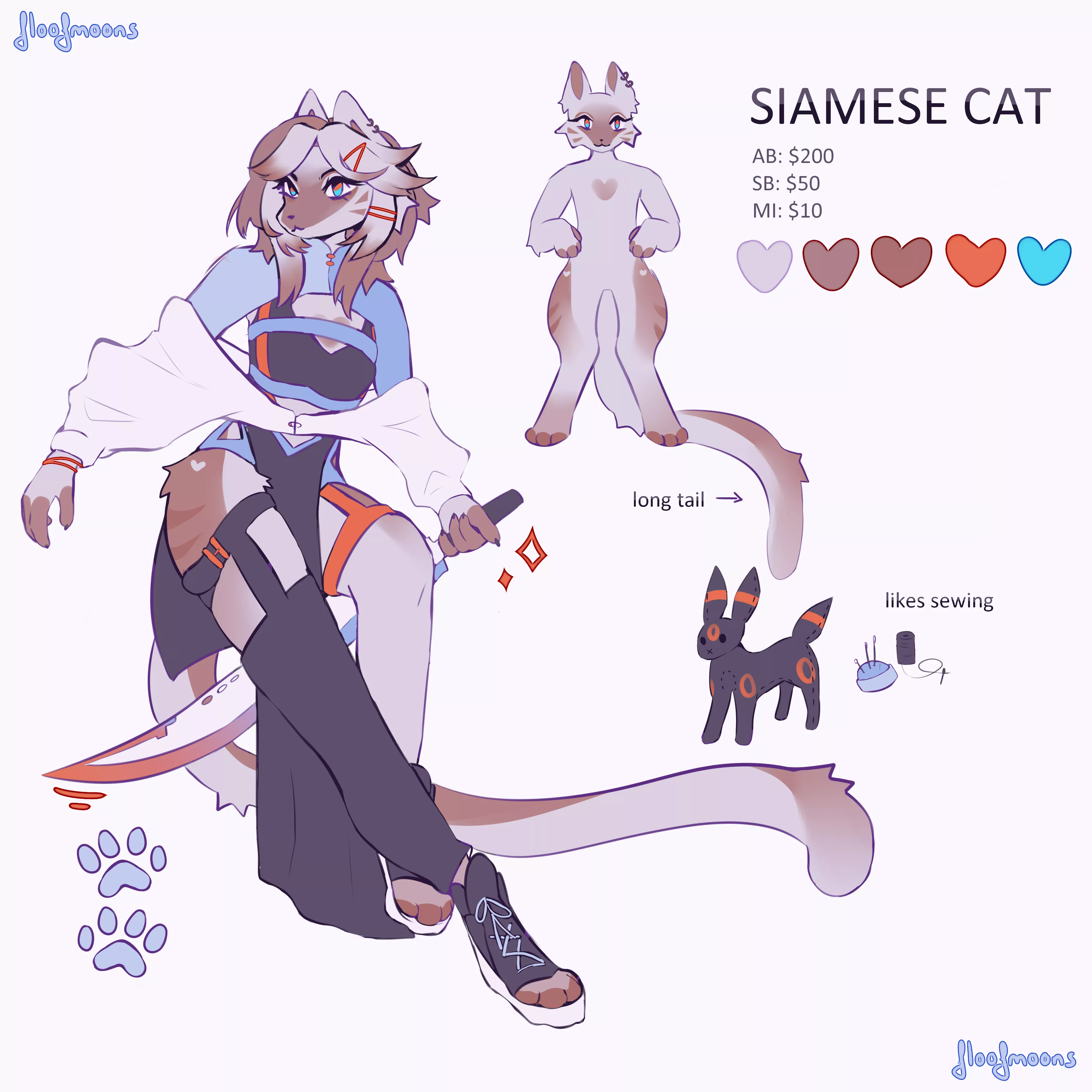 cyberpunk siamese kitty! [OC] posted by floofmoons