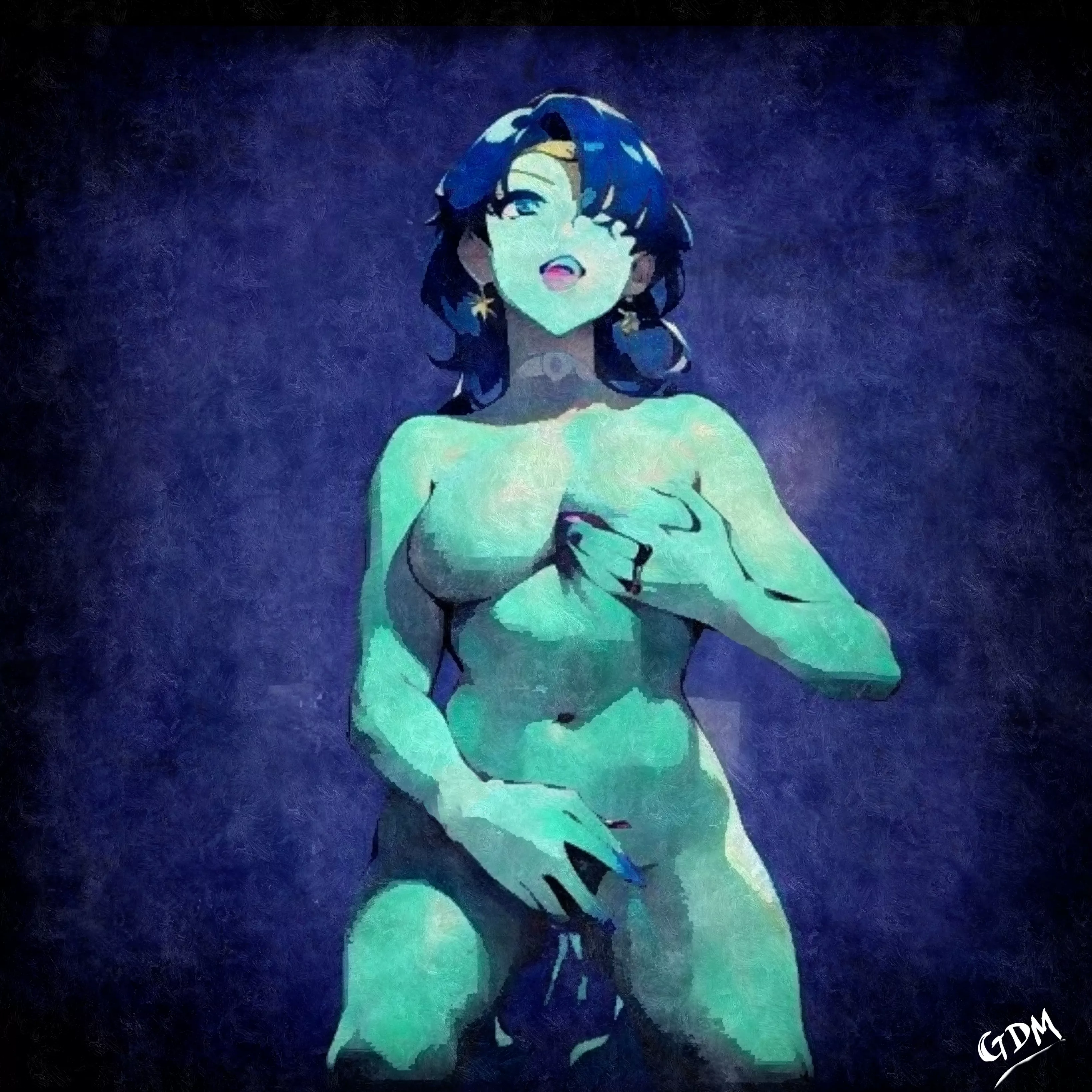 Horny Water Genasi gets wet. (Digital, me, 2023) posted by BardbarianOrc