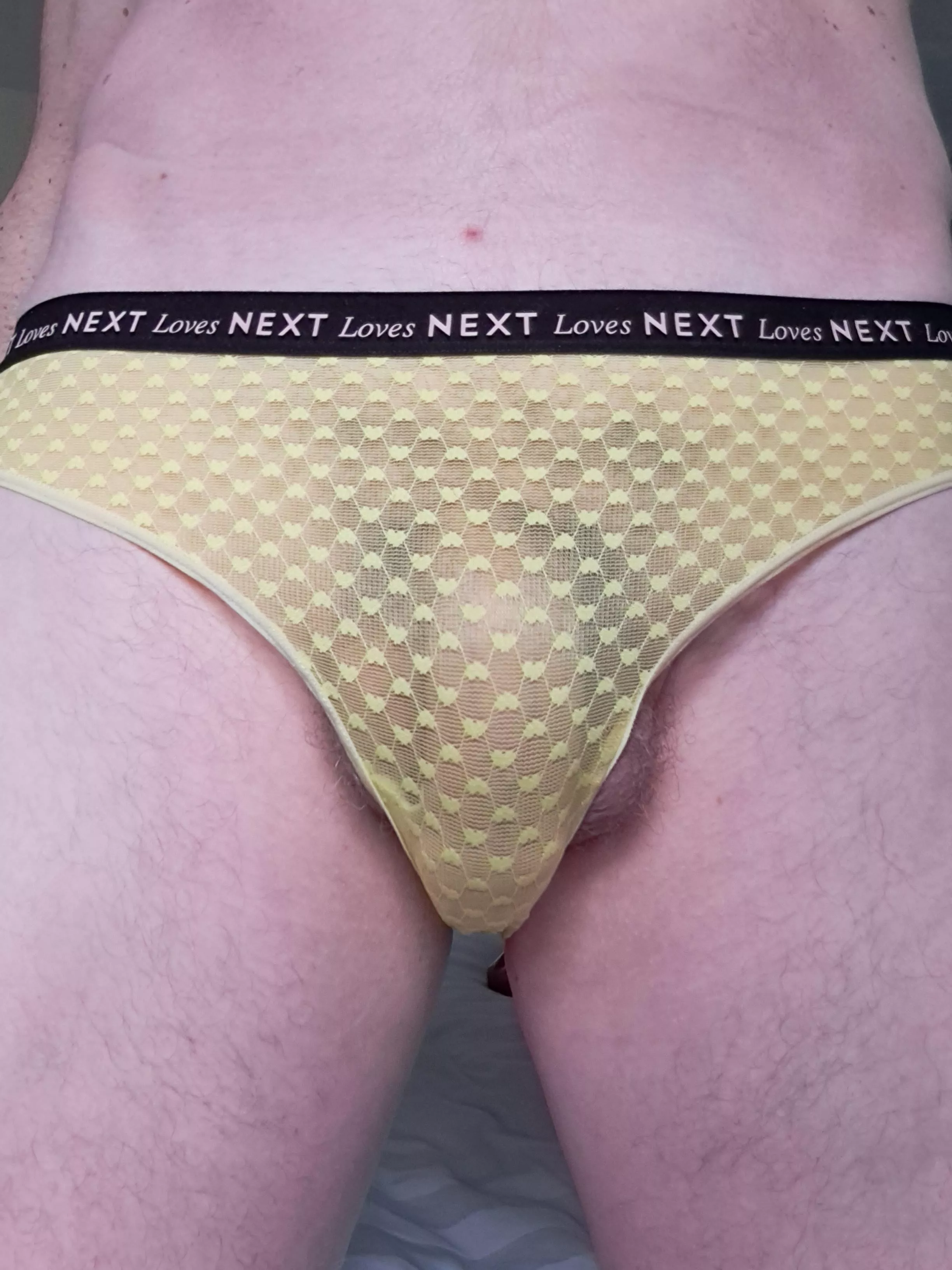 Love how my cock looks in see thru' panties. posted by Diggers1973
