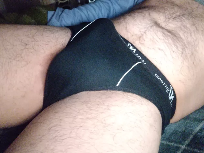 Morning bed selfie. Love those briefs, fake LV but so comfy and soft! by SweetSuspicious1798