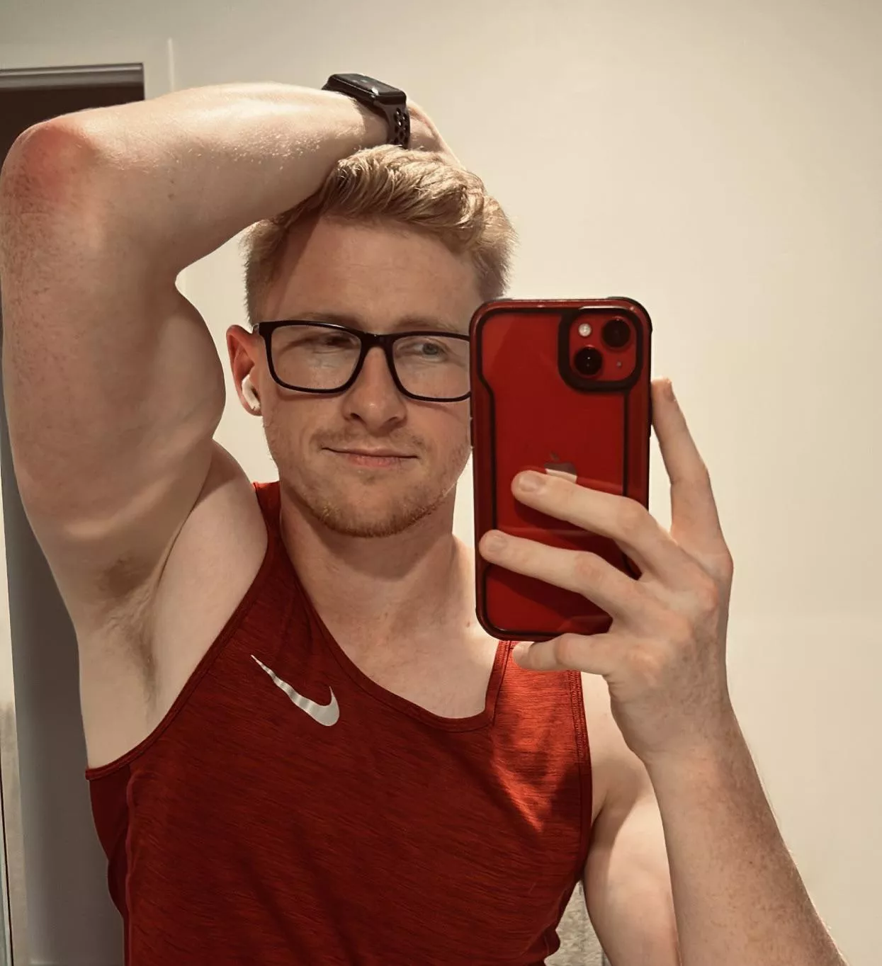 Red singlet, red phone, red hair, red burn line 😜 posted by pahlke99