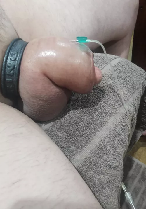 Saline hack to help fill my 3 inch pump! Can't wait to slide in soon! by charliechoko