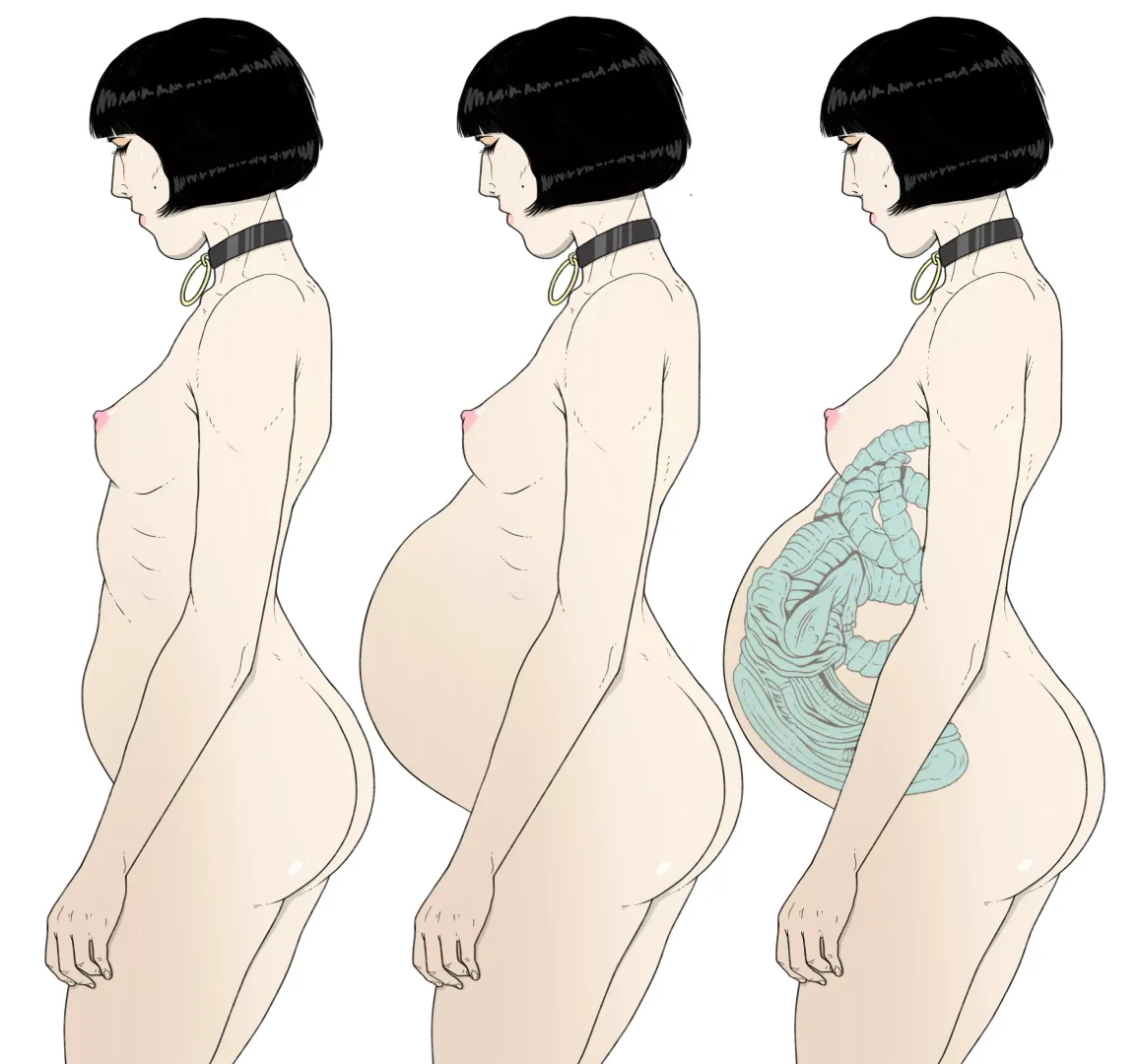 She willingly put herself in the position to be bred. She not only gets off from her growing parasite, but she loves the fact that she is a vessel, used for a higher purpose beyond her flesh and bone. A womb. Art by me arcanemortem. posted by __betostabs__
