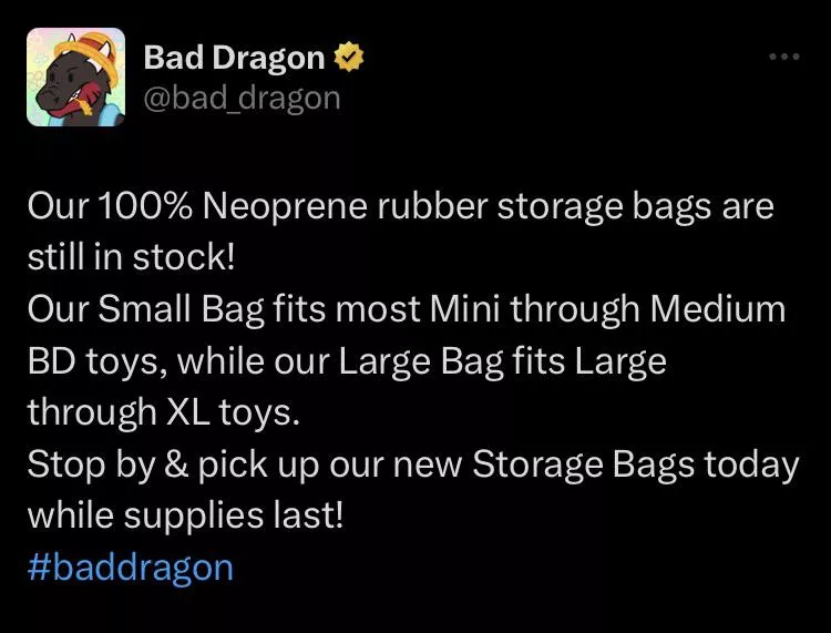 “While supplies last” does this mean they are never going to restock their storage bags? posted by YetAnotherAccount905