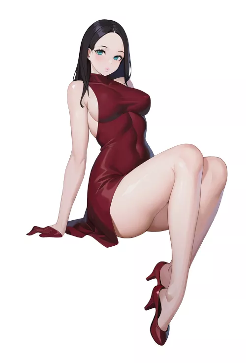 Beauty in red dress by Dragon_Shiro