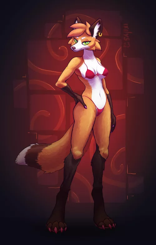 Bikini Fox (art by me) by Ixylis