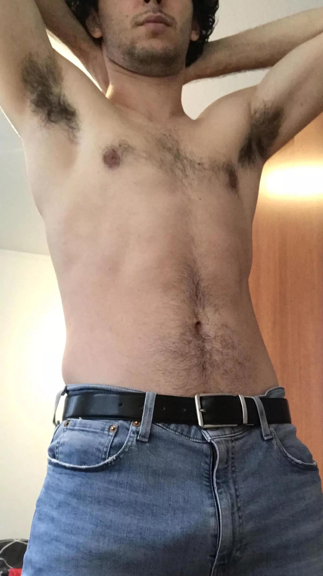 Both hands behind my head. Does that give you any nice ideas you wanna tell me about? posted by DoubleConscious7145