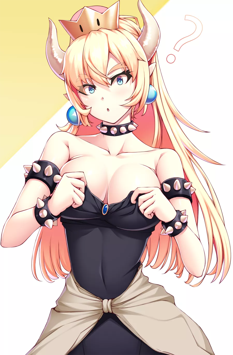 Bowsette Fixing Her Top (Bowsette by Arata) posted by Gloomy-Cod120