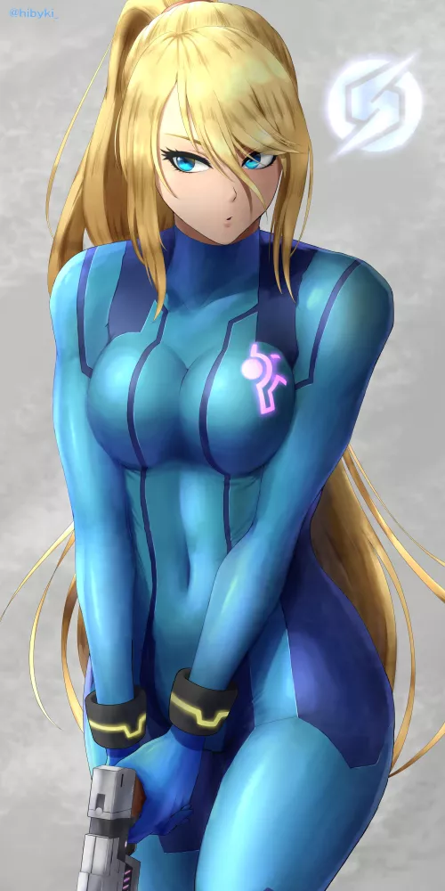 Samus ready for combat [hiby][metroid] by BlenderIsFun5555