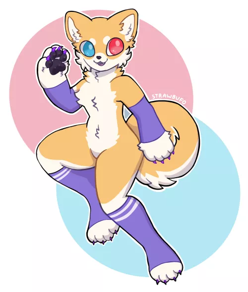 shiba ❤️💙 (art by me) by strawbufo