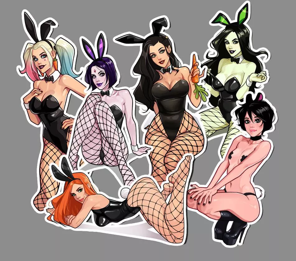 Which one first? Harley Quinn, Raven, Kim Possible, Asami, Shego, or Buffy (Olena Minko) [DC Comics, Teen Titans, Batman, Harley Quinn, Kim Possible, The Legend of Korra, Olena Minko] posted by LetsHave_SomeFun