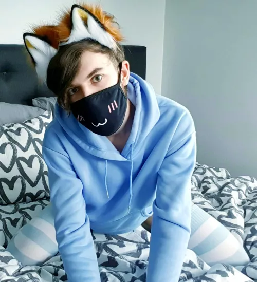 Catboy on the bed, what are you doing with him? by LukeWolfie