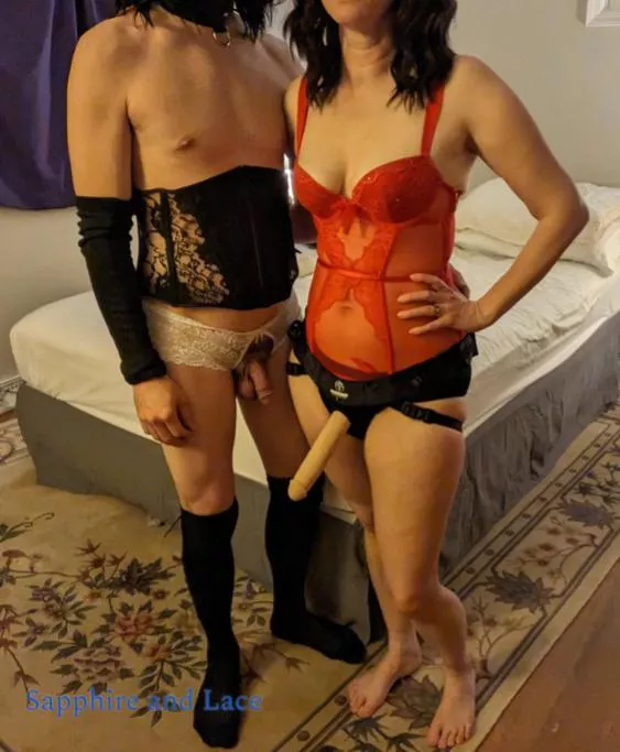 just a little clit next to her cock posted by PrincessandSlut