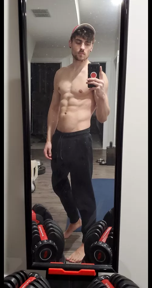 Messy hair, dirty mirror, but the lighting was nice, so here's a tacky mirror-selfie by SexyPharmBoy