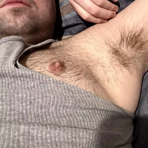 My exposed pit and nip is inviting you and your tongue by bjk0494