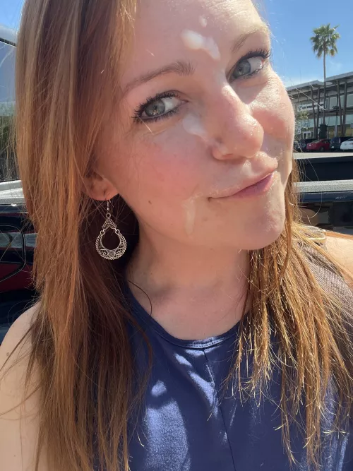 My pretty cum covered face in public by Cori-A