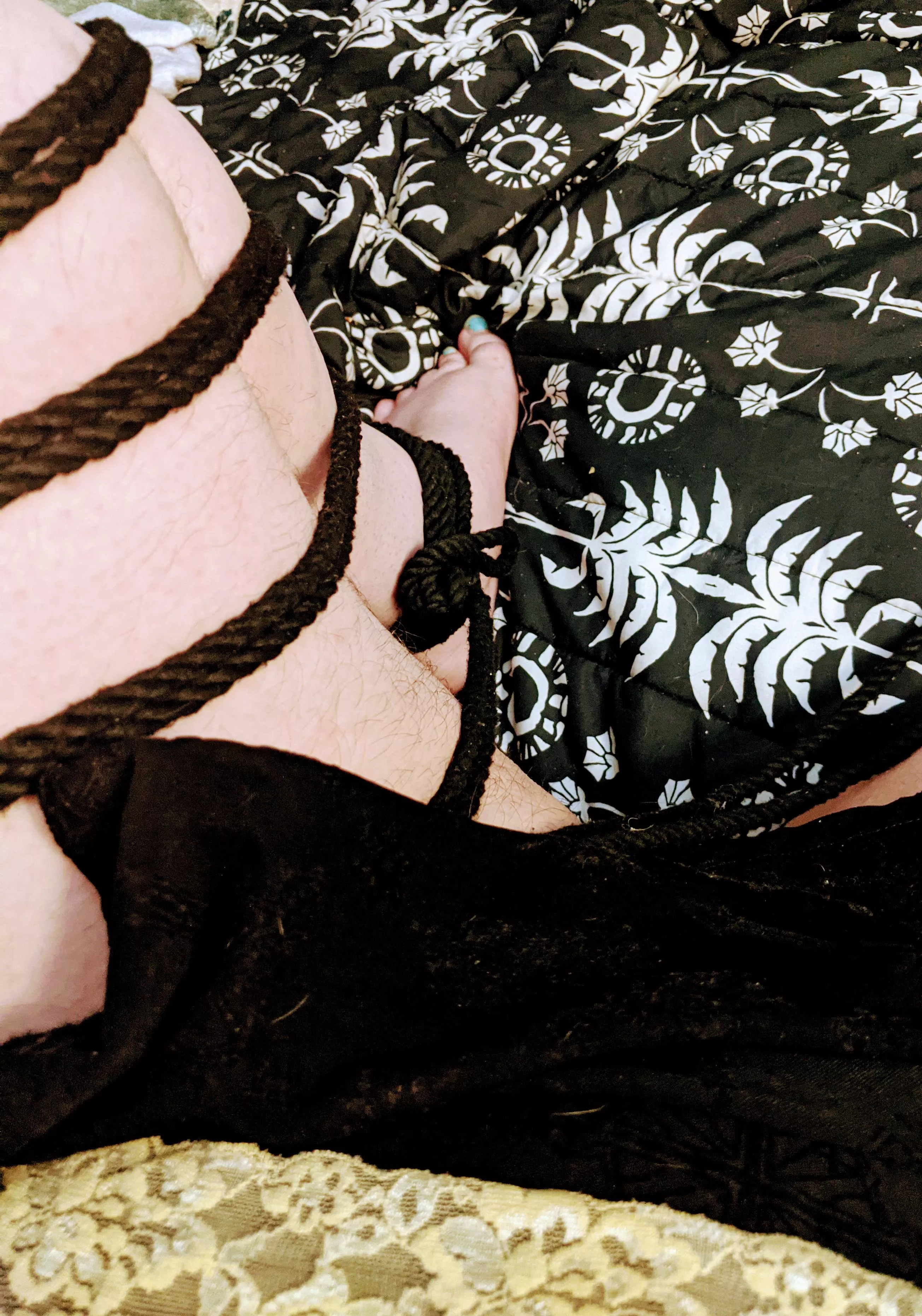 That moment when you're partially through a futomomo self tie and the GrubHub driver arrives too early unexpectedly... posted by grlsNprls