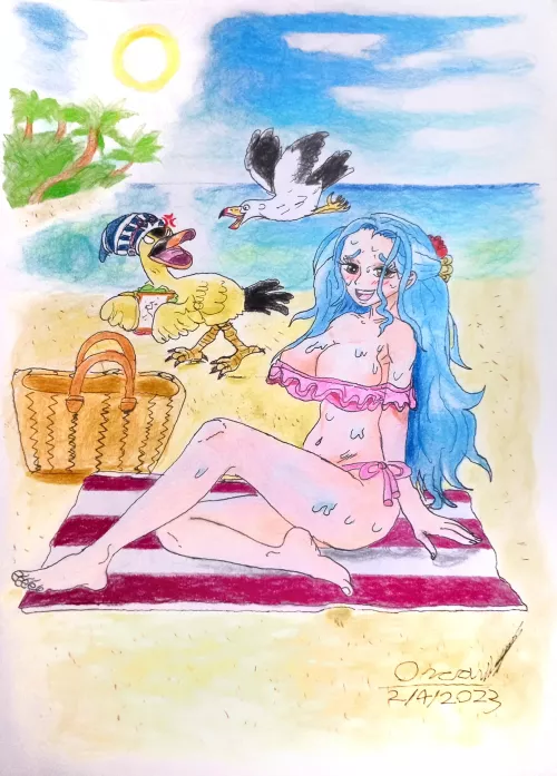 Vivi at the beach (Art by me) by Zomboider1987