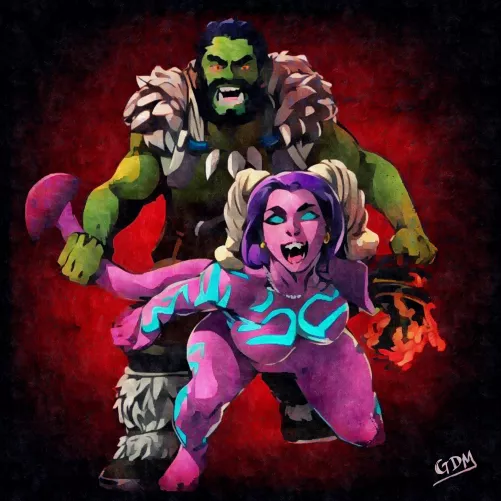 An Orc and a Tiefling by BardbarianOrc