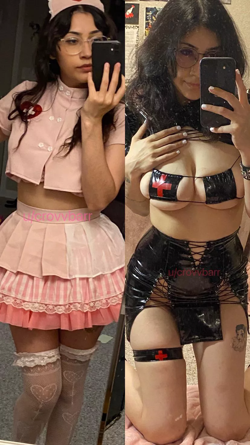 Do you like a good girl or bad girl? 💗🏥🖤 posted by crovvbarr