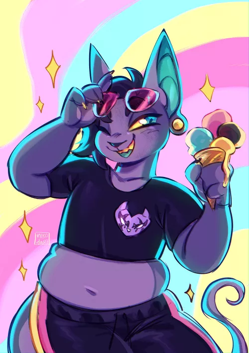 Icy treat 🍨! (my fursona, art by @nikodart on twitter) by indorak__