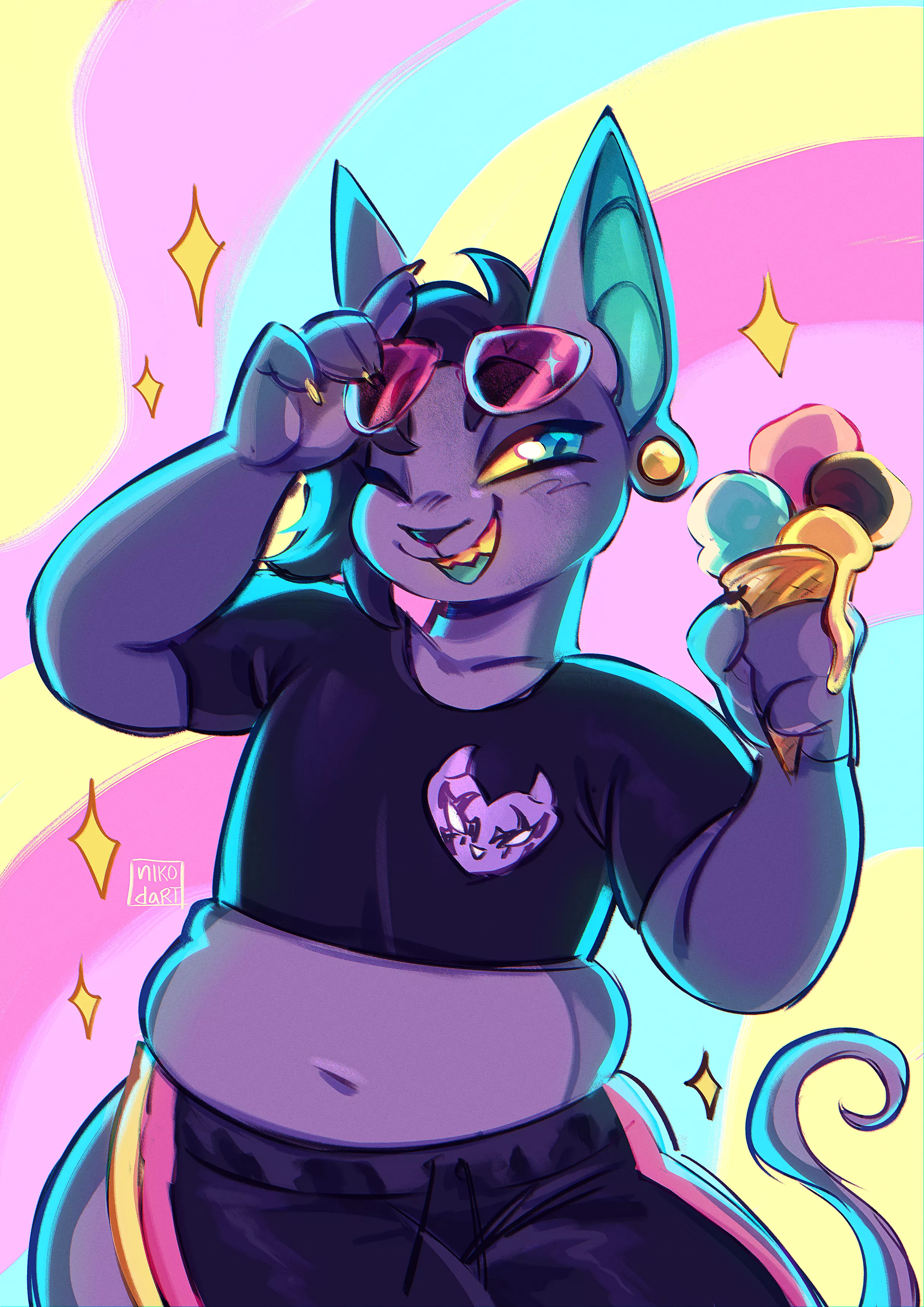 Icy treat 🍨! (my fursona, art by @nikodart on twitter) posted by indorak__