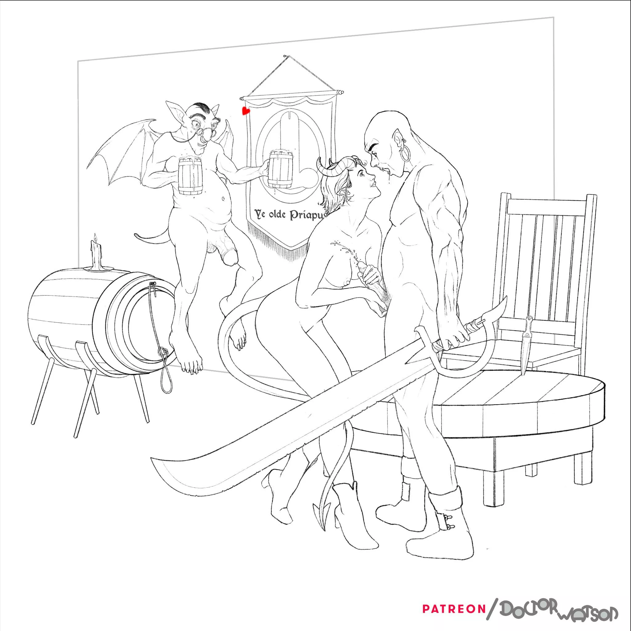 “Tavern Games”. Digital Drawing by me. posted by DoctorWatson1975