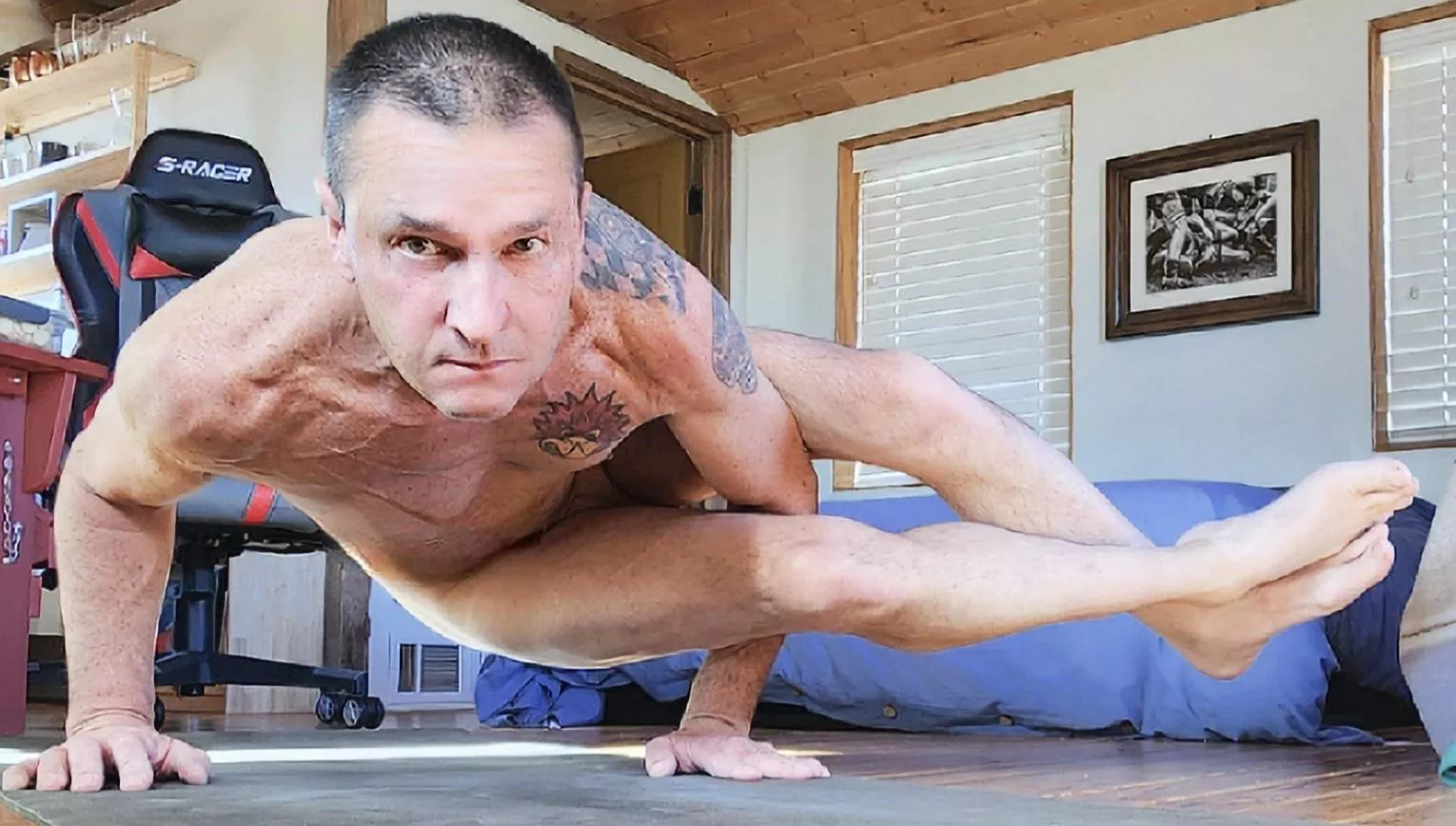 Arm balance routine this evening posted by KJM_nudist