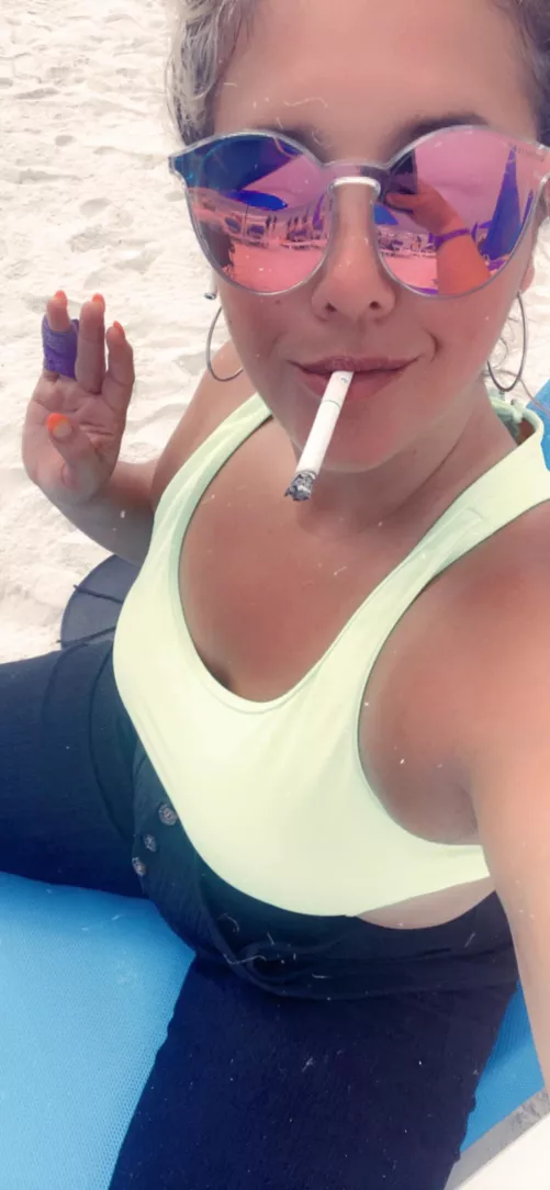 Even with a sprained pinky, I still have a finger or two to spare 😉😜 🚬#InjuredButFlirty #StillGotIt #PinkyPromise by Hot_Procedure_2121