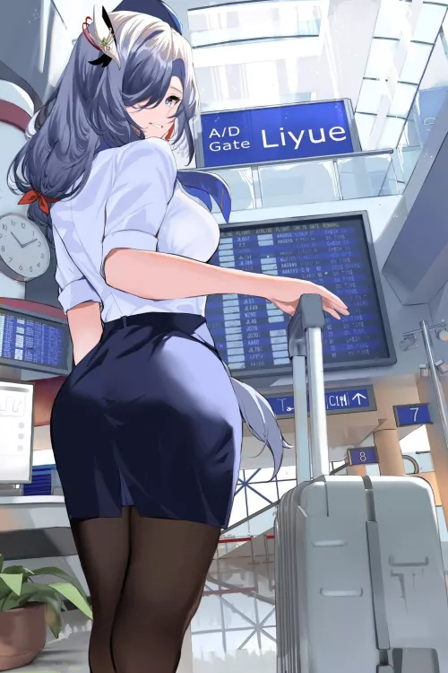 Flight Attendant Shenhe [Genshin Impact] by CheetahSperm18