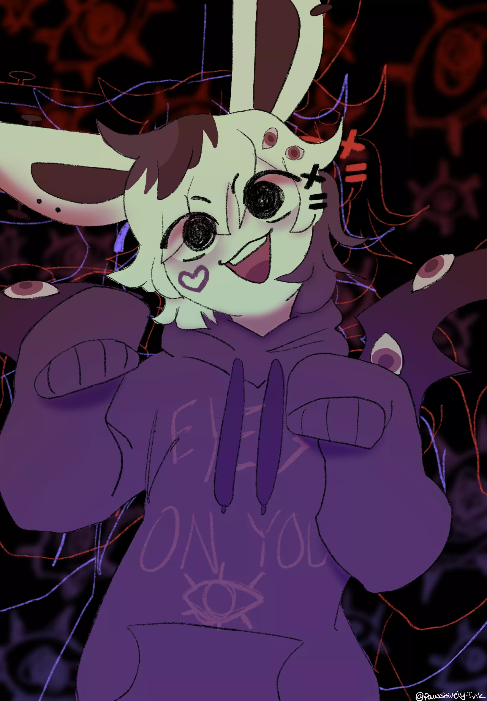 I see you! (art by me @pawsitively.ink (Instagram)) (Character belongs to RabbitCemetery on Toyhouse) posted by Pawsitively_ink