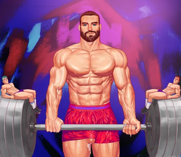 Bearded bodybuilder (oc) by me by Blakealexanderart