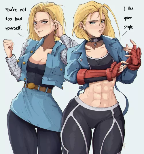 Dangerous Blondes (yoracrab) [Dragon Ball/Street Fighter] by TheTMoneyMan