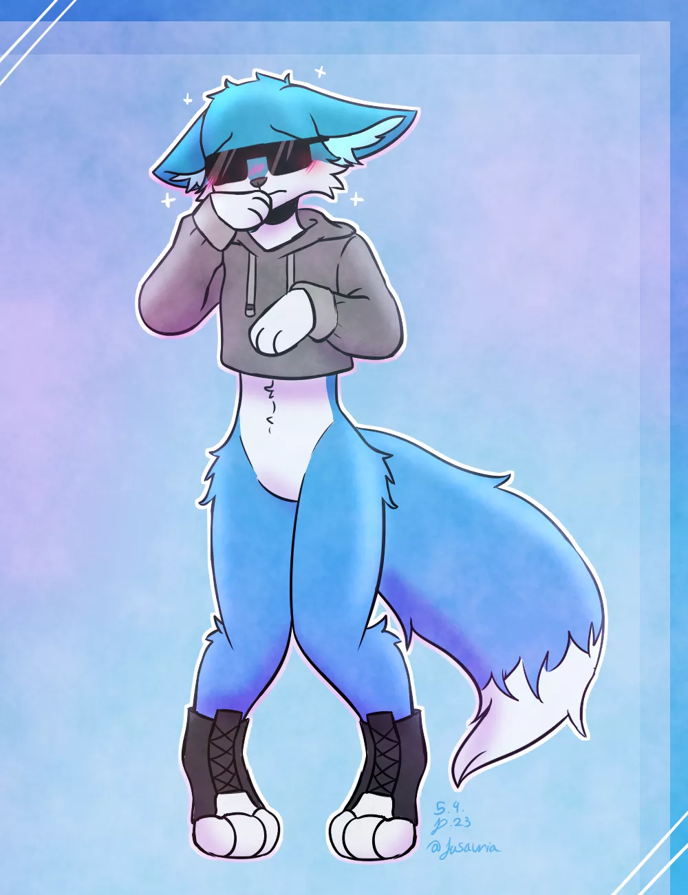 Little fox is shy, awww! (art by me - More infomation in comment) posted by jusauria_sfw
