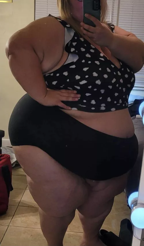 Maybe I shouldn't have gotten stuffed before trying on this bathing suit by HarmonyHips
