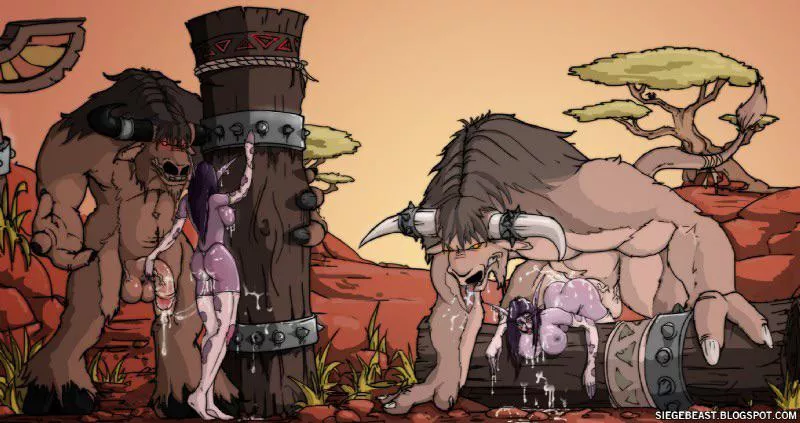 Minotaurs in their natural habitat: balls deep in Night Elf pussy. (siegebeast) posted by Bedroom_Beastie